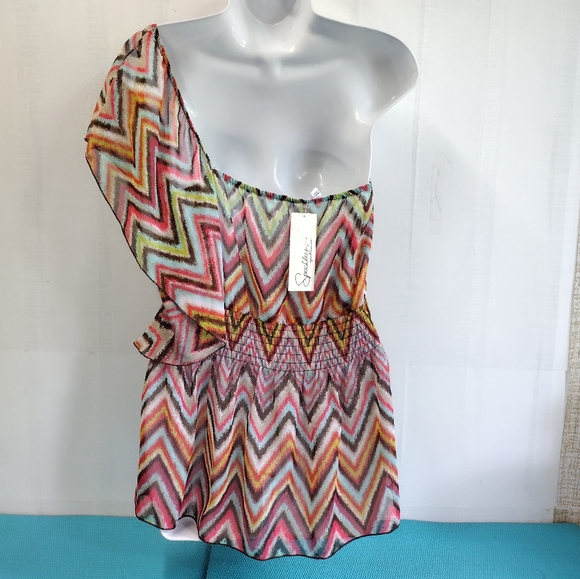 Speechless Flutter Batwing One Cold Off Shoulder Top XL - Picture 3 of 8